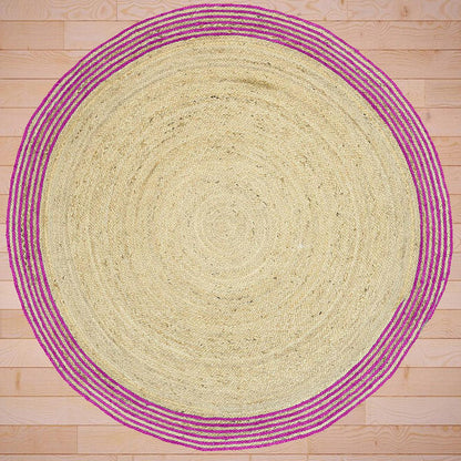 Hand Braided Purple Outdoor Round Jute Rug