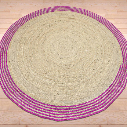 Hand Braided Purple Outdoor Round Jute Rug