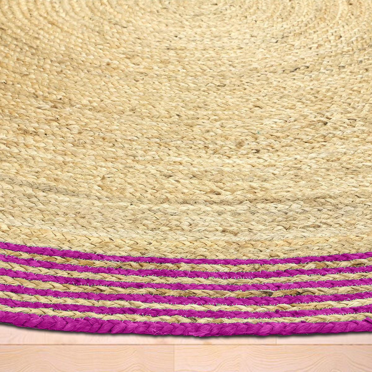 Hand Braided Purple Outdoor Round Jute Rug