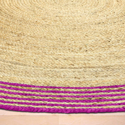 Hand Braided Purple Outdoor Round Jute Rug