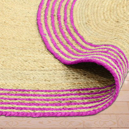 Hand Braided Purple Outdoor Round Jute Rug