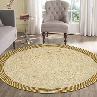 Hand Braided Brown Trendy Sea House Round Jute Rug