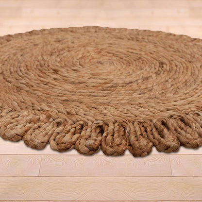 Hand Braided Beige Red Geometric Outdoor Jute Rugs