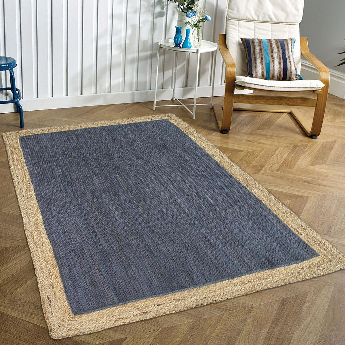 Traditional Hand Braided Black Interior Jute Rugs