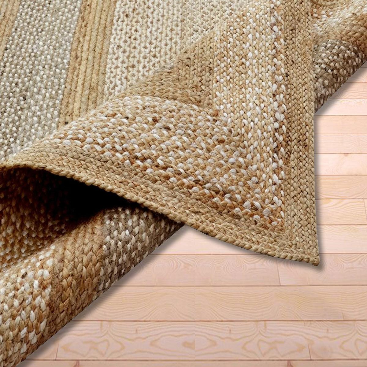 Alfombras de yute trenzadas a mano de estilo oriental en color beige para decorar el hogar