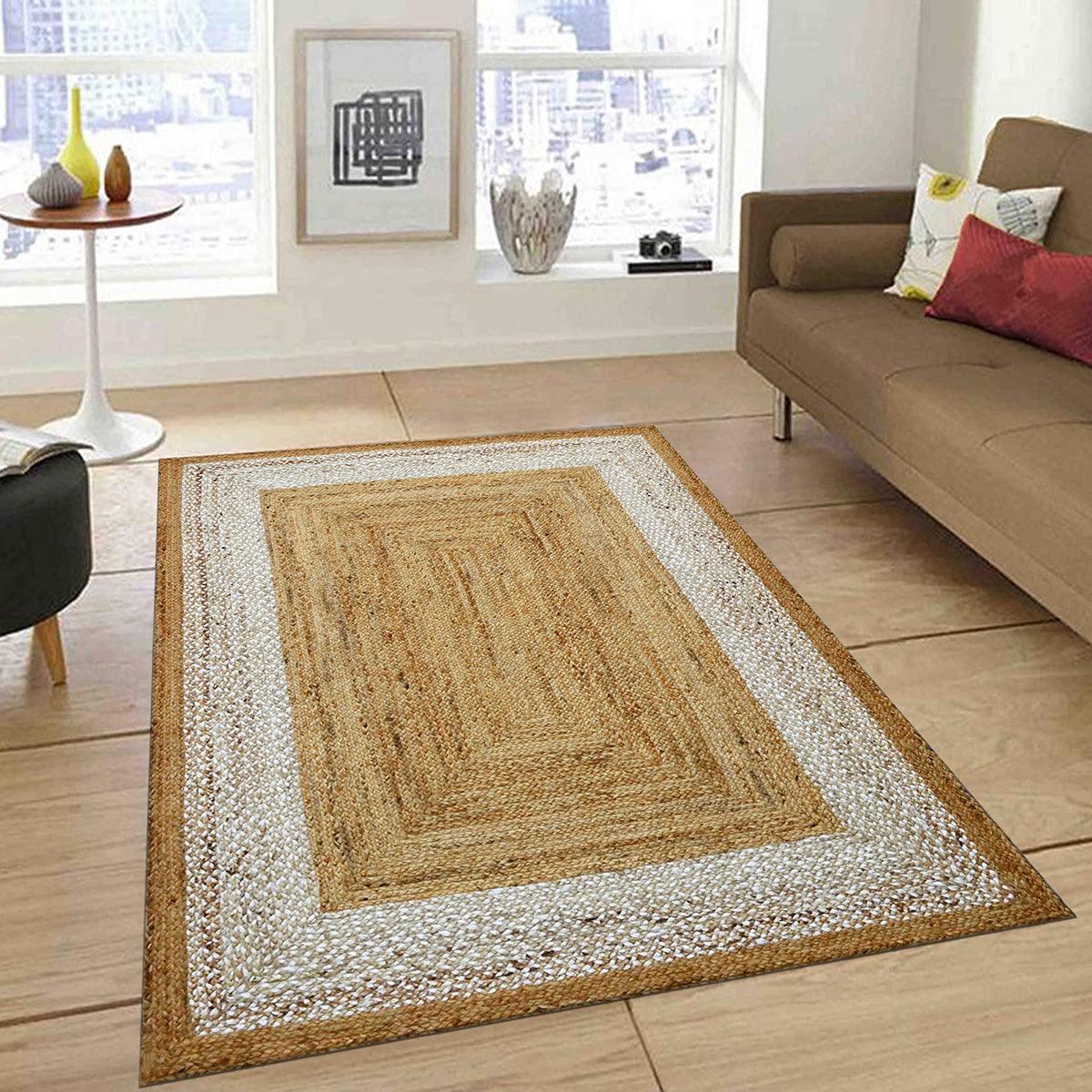 White Hand Braided Bedroom Decor Jute Rugs