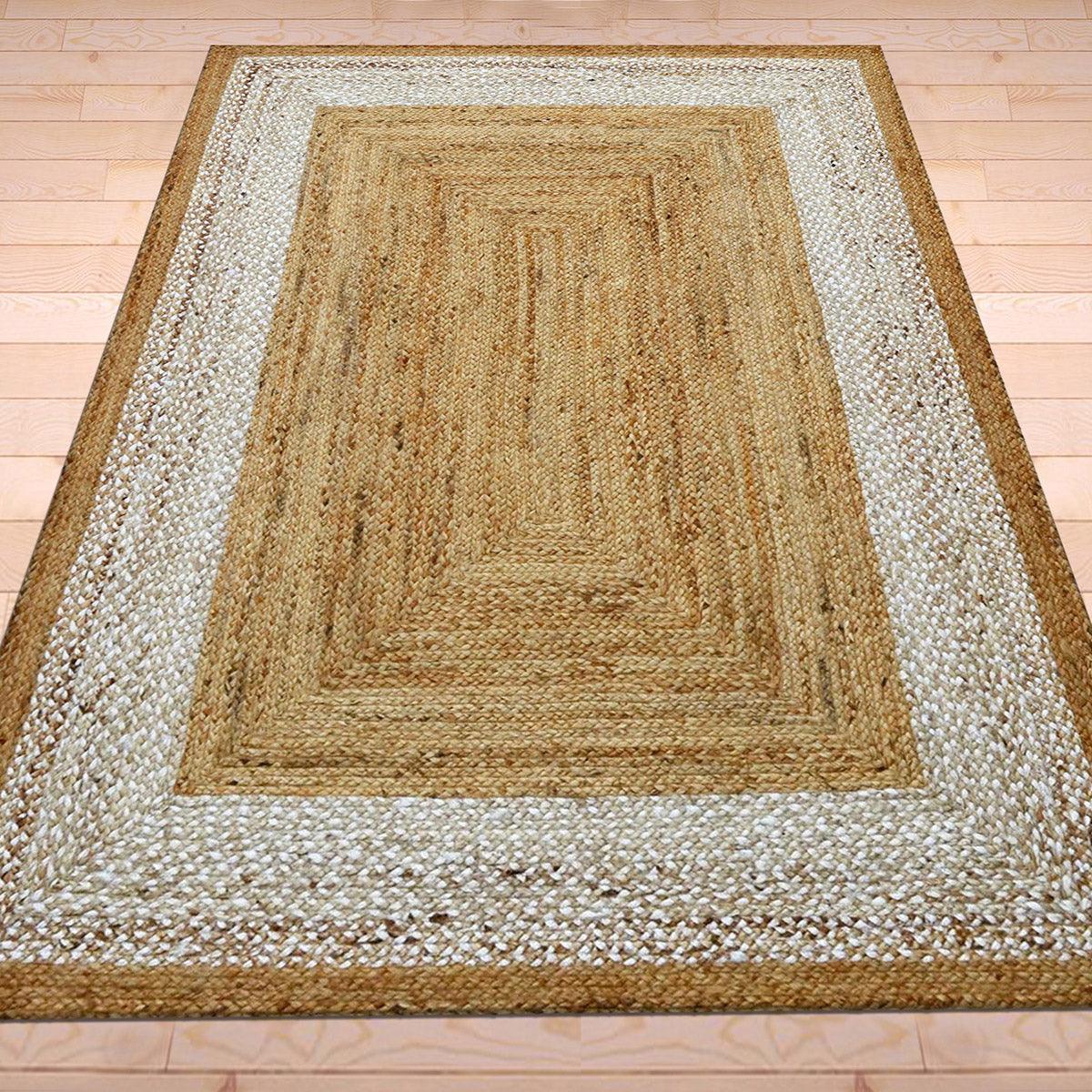 White Hand Braided Bedroom Decor Jute Rugs