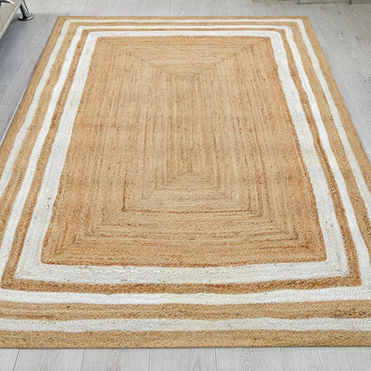 White Hand Braided Farm House Jute Rugs