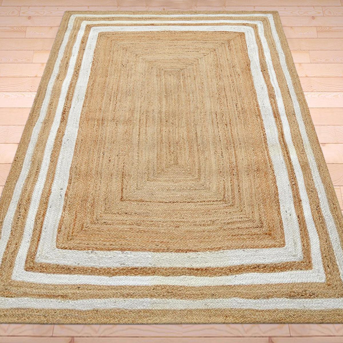 White Hand Braided Farm House Jute Rugs