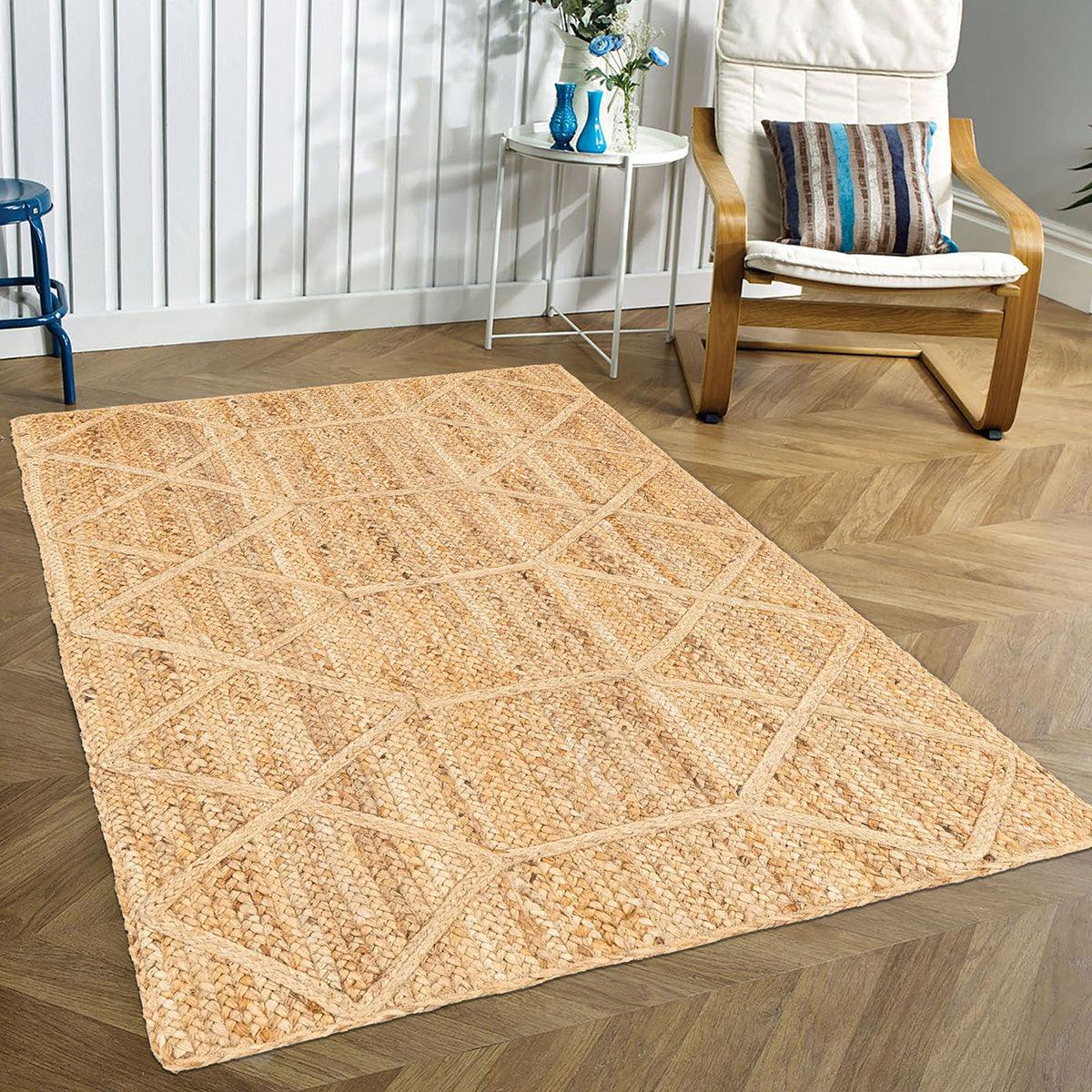 Hand Braided Farm House Jute Rugs Beige