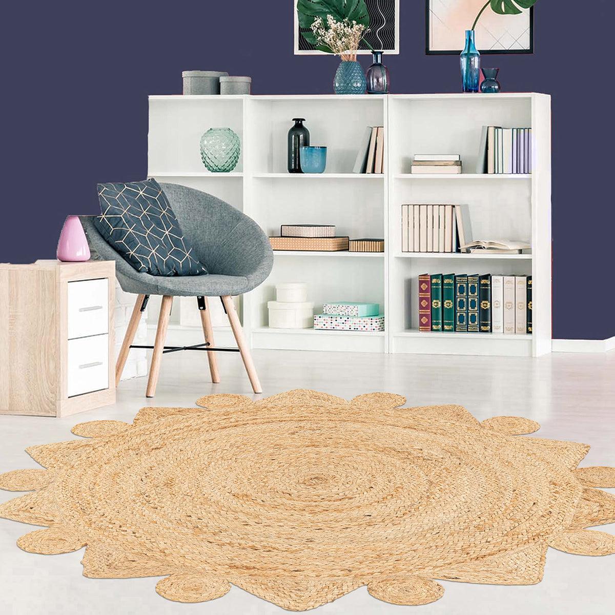 Hand Braided Entrance Beige Round Jute Rug VRJ-44