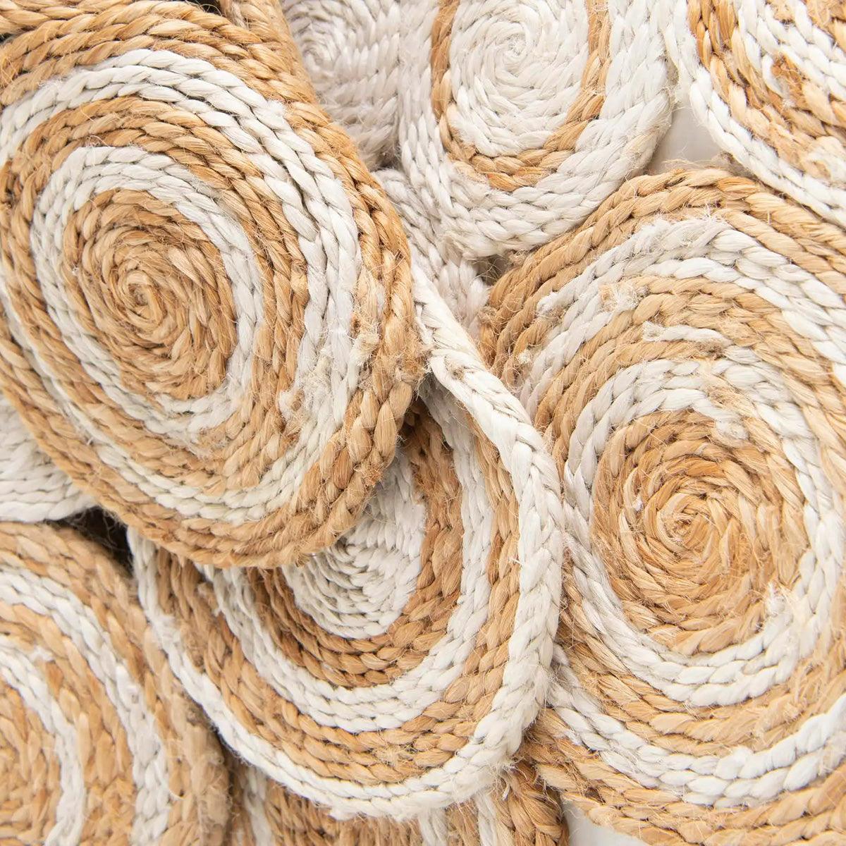 Hand Braided Outdoor White Round Jute Rug