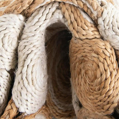 Hand Braided Outdoor White Round Jute Rug