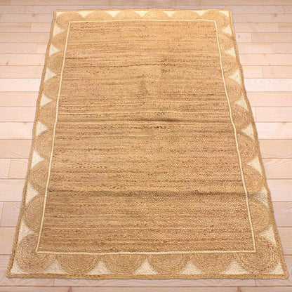 Hand Braided White Beige Geometric Outdoor Jute Rugs