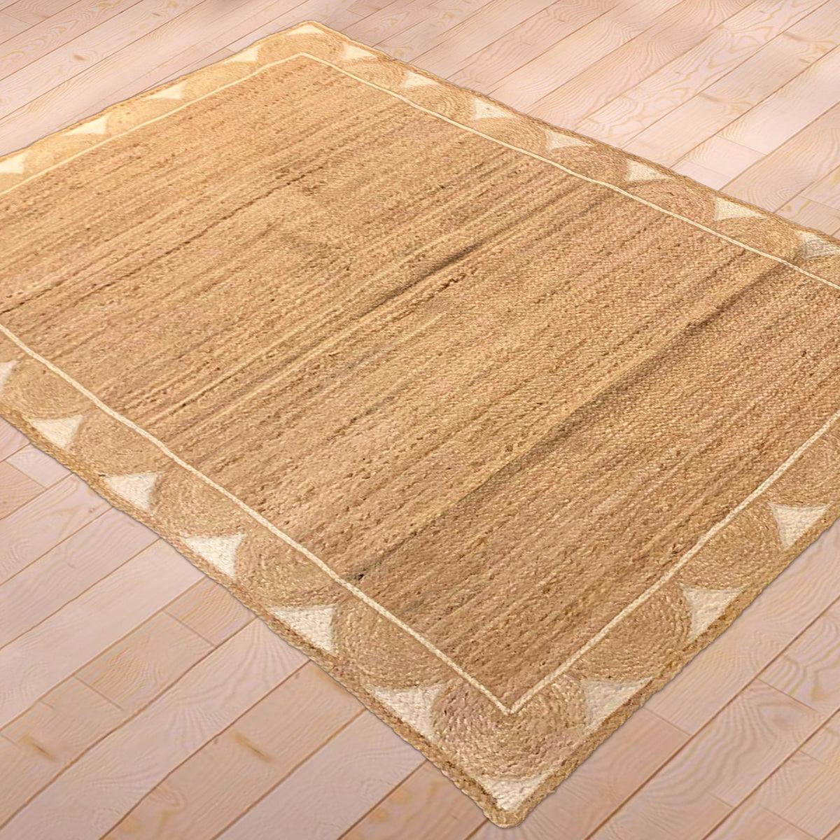 Hand Braided White Beige Geometric Outdoor Jute Rugs