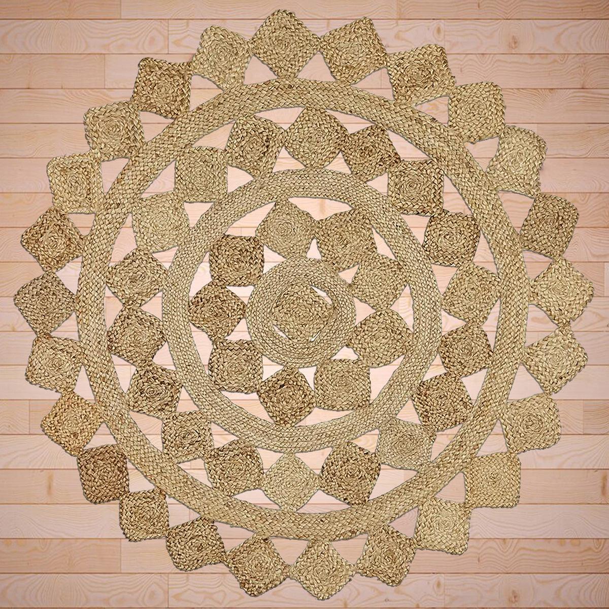 Hand Braided Beige Sea House Round Jute Rug