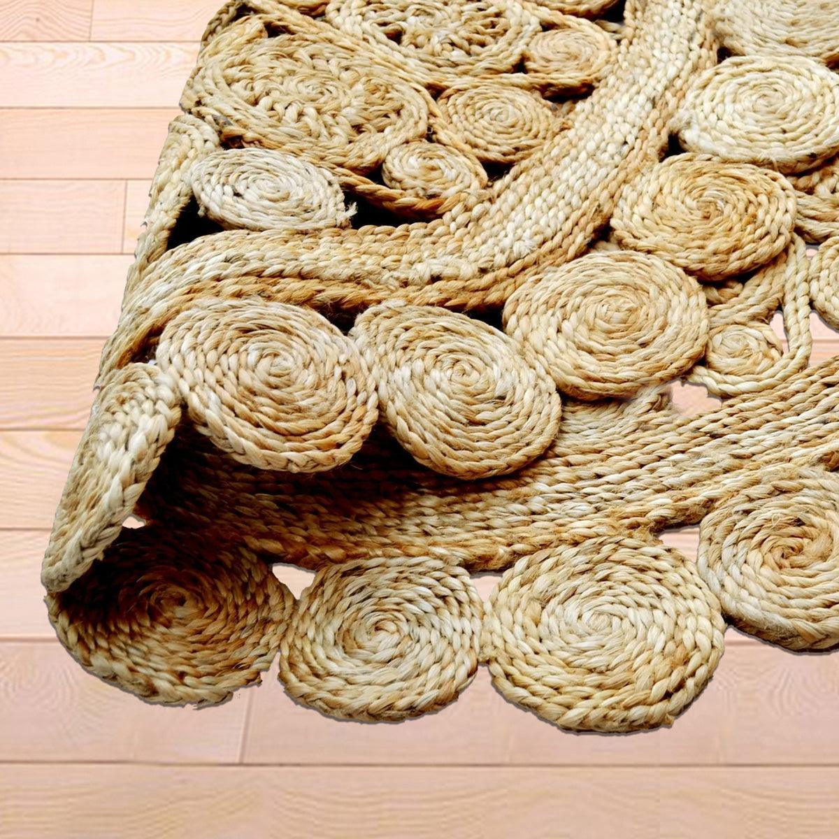 Hand Braided Farm House Round Beige Jute Rug