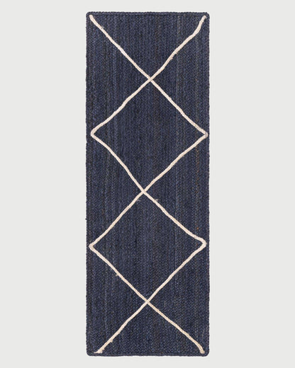 Attractive Hand Braided Blue Entry Way Jute Rugs