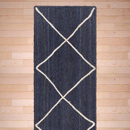 Attractive Hand Braided Blue Entry Way Jute Rugs