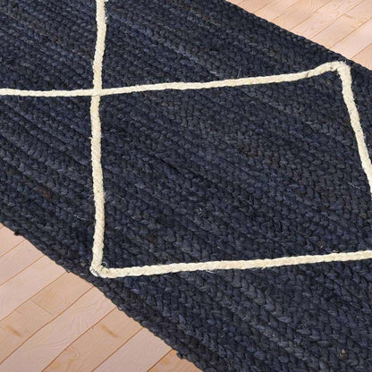 Attractive Hand Braided Blue Entry Way Jute Rugs