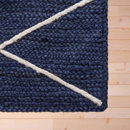 Attractive Hand Braided Blue Entry Way Jute Rugs