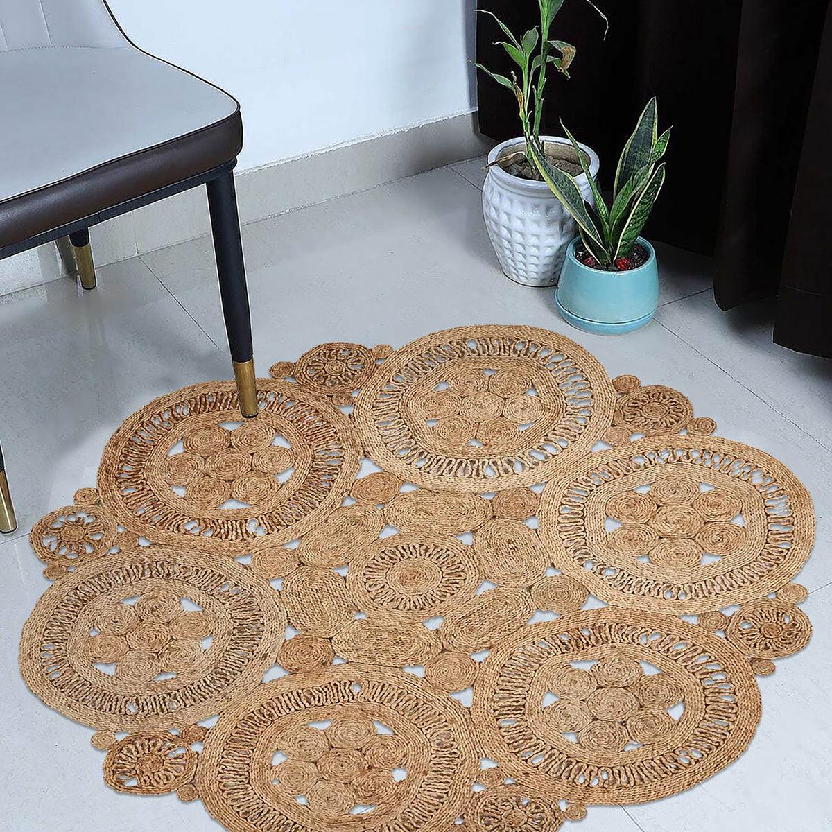 Hand Braided Blue Hallway Round Jute Rug