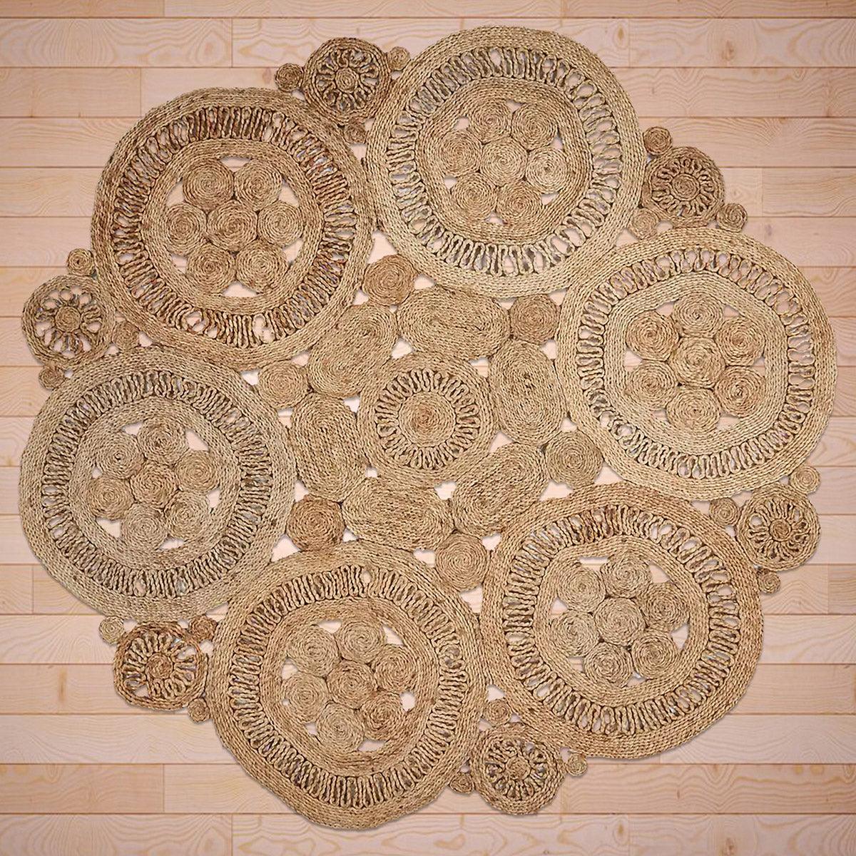 Hand Braided Blue Hallway Round Jute Rug