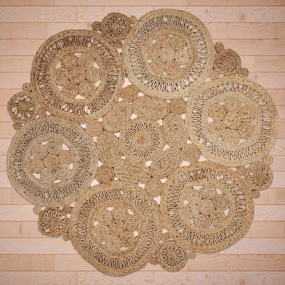 Hand Braided Blue Hallway Round Jute Rug