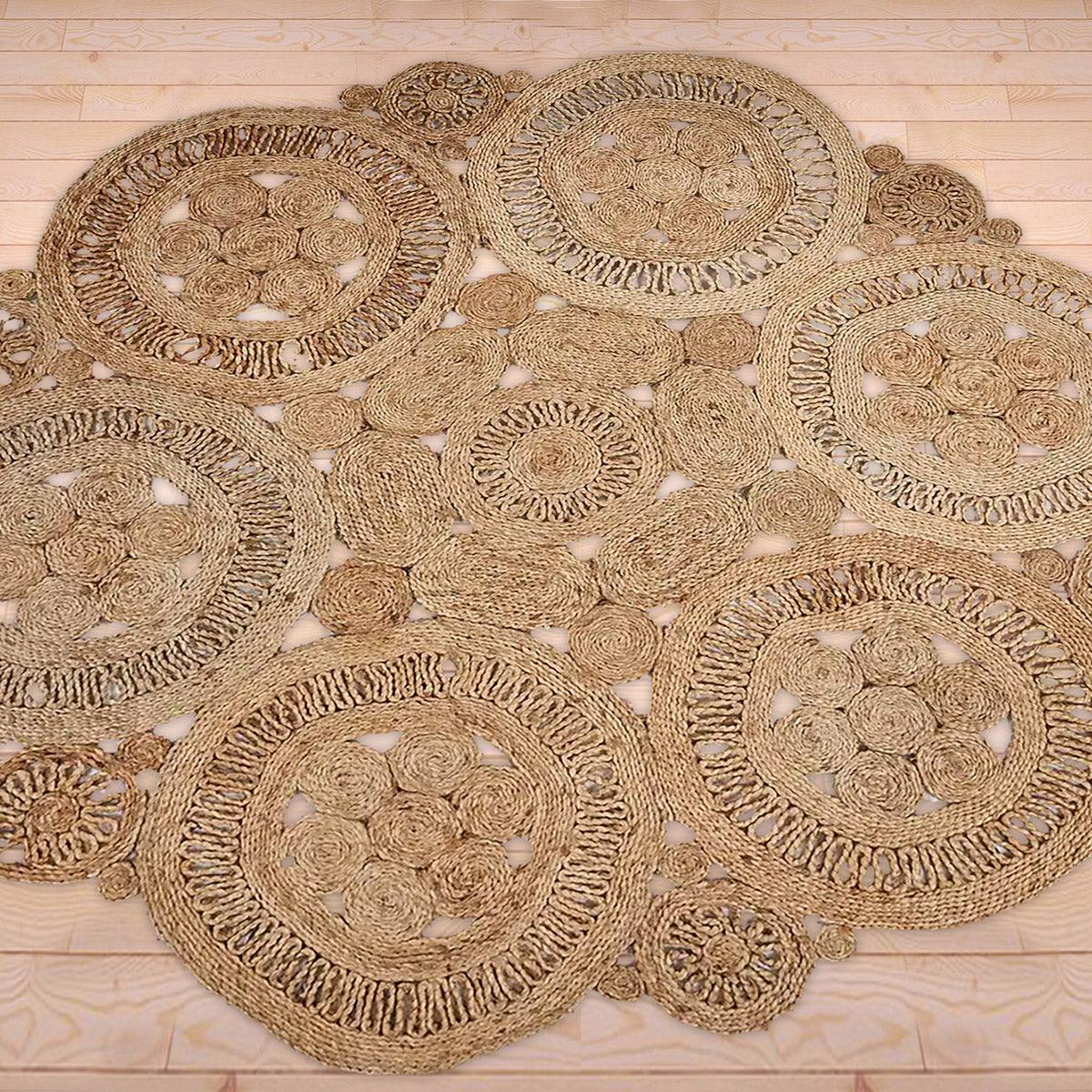 Hand Braided Blue Hallway Round Jute Rug