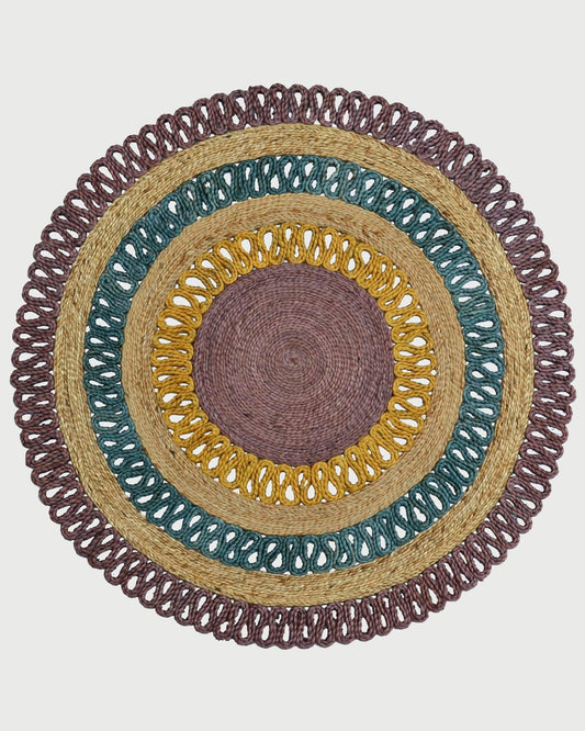 Hand Braided Entrance Multicolor Round Jute Rug VRJ58