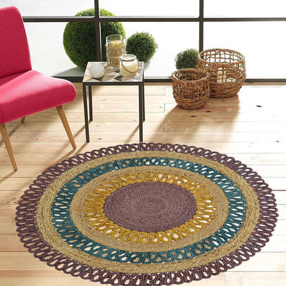 Hand Braided Entrance Multicolor Round Jute Rug VRJ58