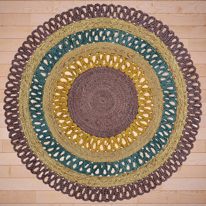 Hand Braided Entrance Multicolor Round Jute Rug VRJ58