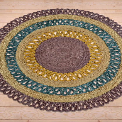 Hand Braided Entrance Multicolor Round Jute Rug VRJ58