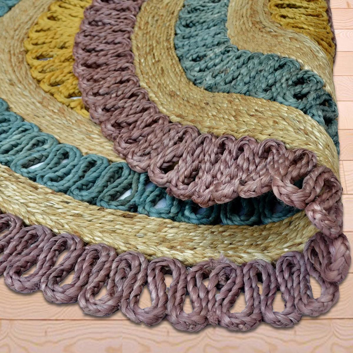 Hand Braided Entrance Multicolor Round Jute Rug VRJ58