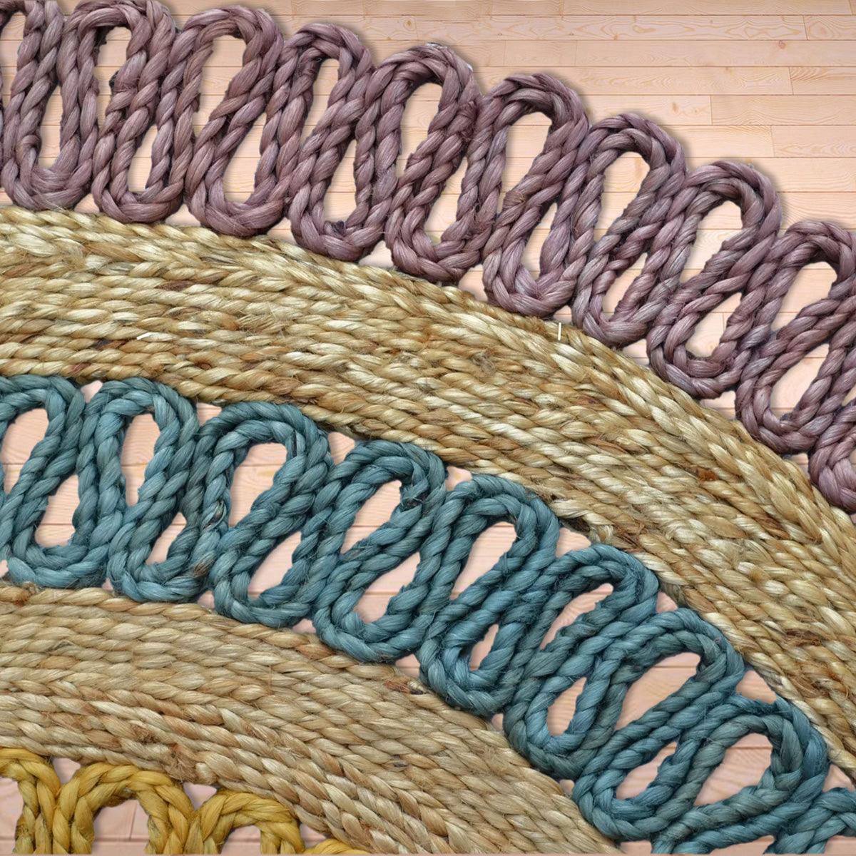 Hand Braided Entrance Multicolor Round Jute Rug VRJ58