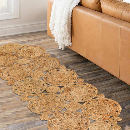 Alfombras indias de yute trenzadas a mano para exteriores en color beige VRJ60