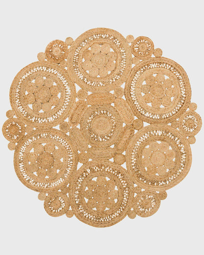 Hand Braided Entry Way Beige Round Jute Rugs