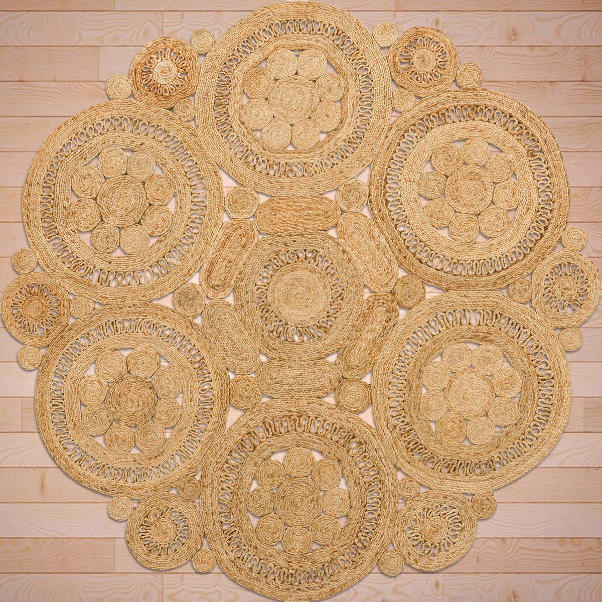 Hand Braided Entry Way Beige Round Jute Rugs