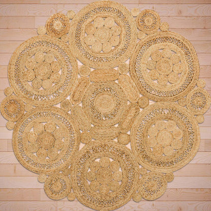 Hand Braided Entry Way Beige Round Jute Rugs