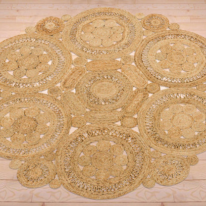 Hand Braided Entry Way Beige Round Jute Rugs