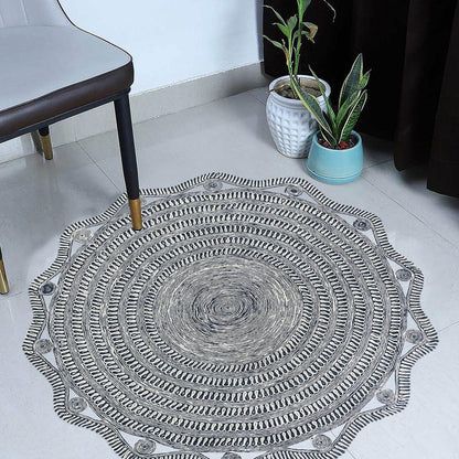 White Hand Braided Interior Beige Round Jute Rugs