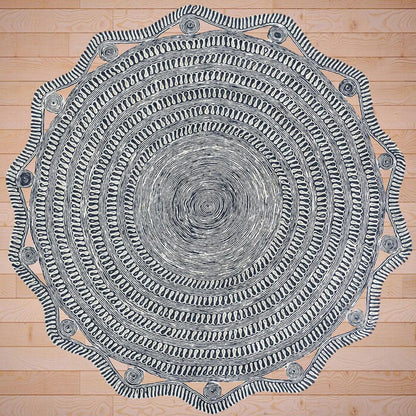 White Hand Braided Interior Beige Round Jute Rugs