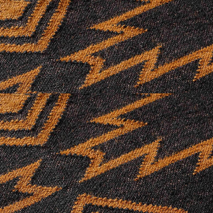 Indian Hand Woven Geometric Black Orange Trendy Wool Jute Rug