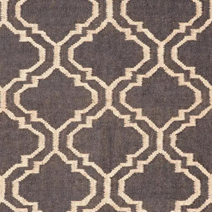 Black Brown Indian Hand Woven Geometric Trendy Wool Jute Rug