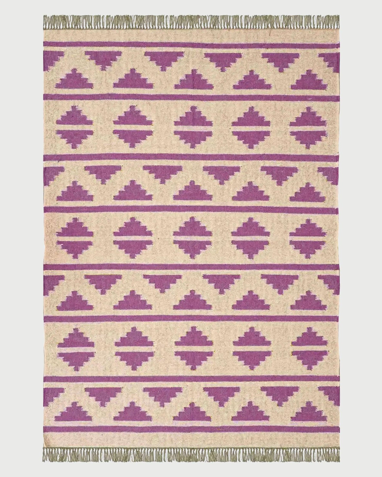 Purple Brown Indian Hand Woven Geometric Trendy Wool Jute Rug