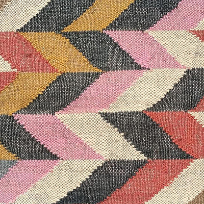 Indian Hand Woven Multicolor Geometric Home Decor Wool Jute Rug