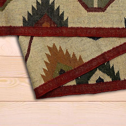 Multicolor Indian Hand Woven Geometric Dining Room Wool Jute Rug