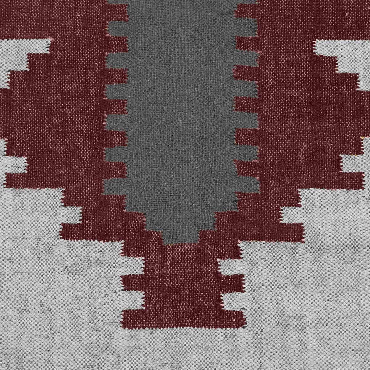 Geometric Hand Woven Gray Dark Brown Bedroom Decor Wool Jute Rug - Indian Rug Store