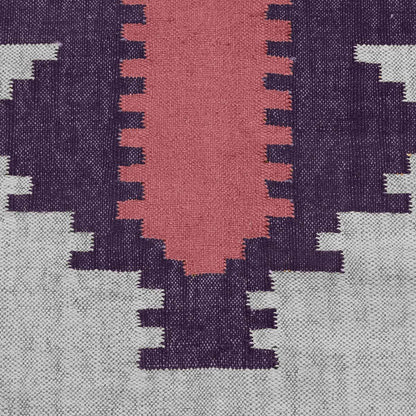 Rectangle Hand Woven Solid Pink Indigo Geometric Out House Wool Jute Rug - Indian Rug Store