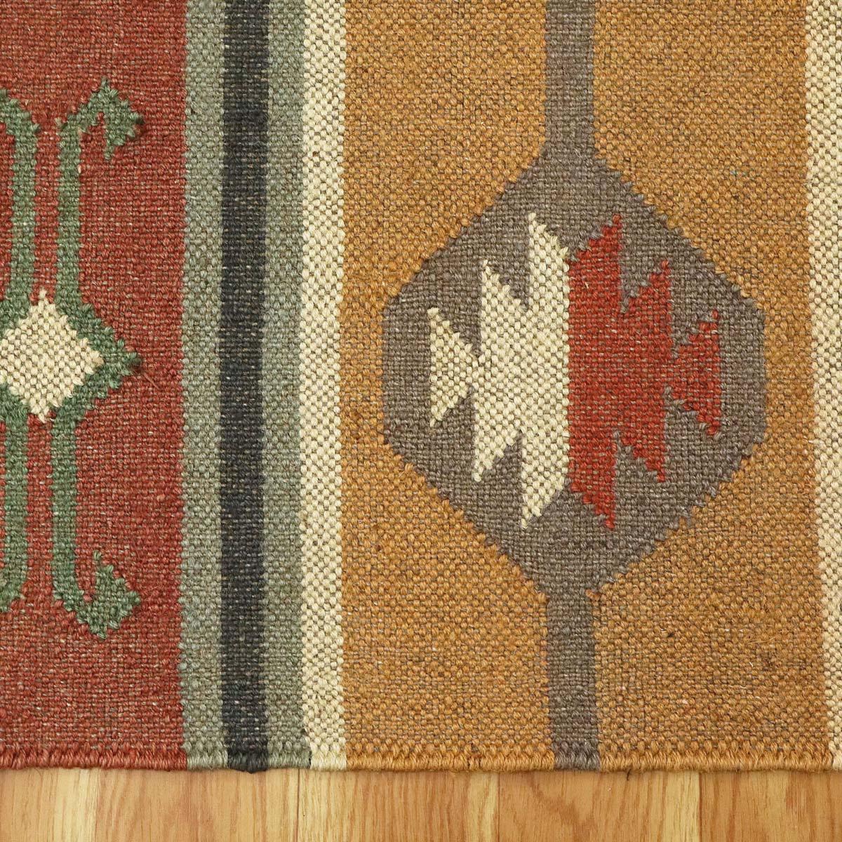 Indian Hand Woven Brown Multicolor Geometric Home Decor Wool Jute Rug - Indian Rug Store